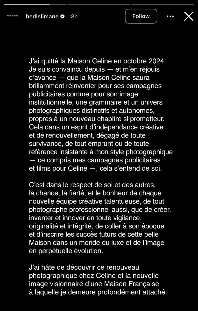 Hedi Slimane Instagram