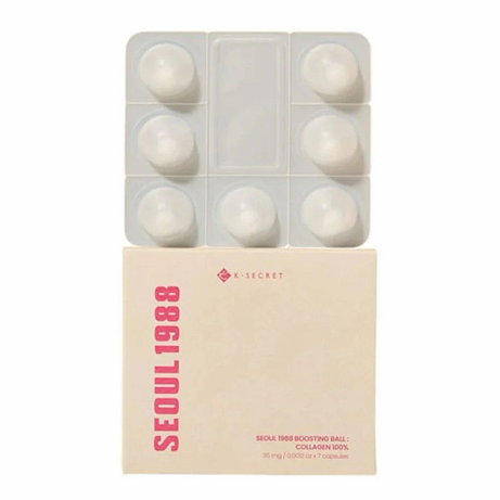 SEOUL 1988 Boosting Ball Collagen 100% kolagenové boosting kapsle Dostupnost: parfumerie a obchody s korejskou kosmetikou Cena: 650 Kč