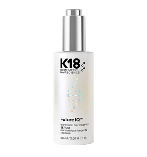 K18 Future IQ™ Biomimetic Hair Longevity Serum (revoluční biomimetické sérum s technologií MultiVital™ pro dlouhověkost vlasů, které prokazatelně snižuje vypadávání a šedivění, zahušťuje účes a obnovuje ochrannou bariéru vlasové pokožky) Dostupnost: Salon