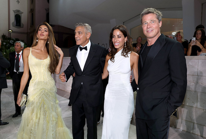 Amal Clooney, George Clooney, Brad Pitt a Ines de Ramon