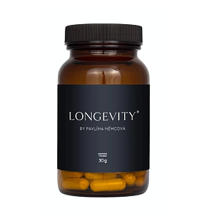 LONGEVITY BY PAVLÍNA NĚMCOVÁ Doplněk stravy Longevity  Dostupnost: Dr. Max  Cena: 1 990 Kč
